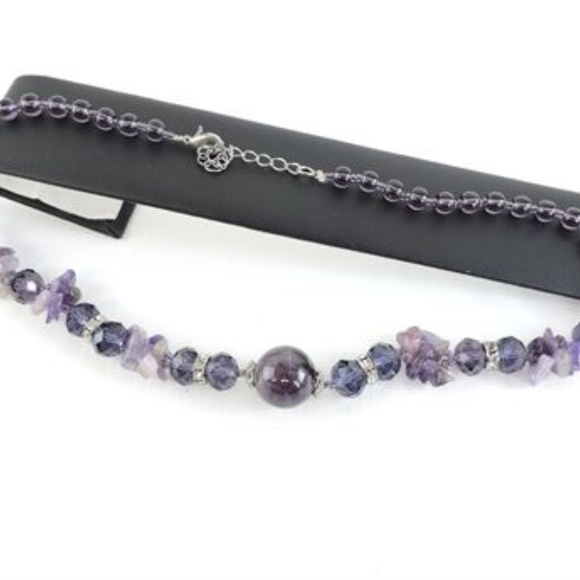 Amethyst and Rhinestone bead necklace - Picture 5 of 6